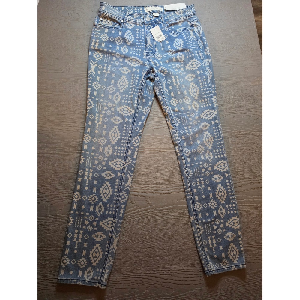 Cato Est 1946 Denim Womens 6 Hi-Rise Skinny Jeans Geometric Blue NWT